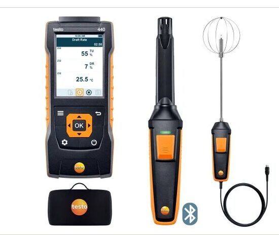 Testo 440 daudzparametru mērītāja komplekts ar CO₂ un turbulences mērīšanas zondi /0563 4408/