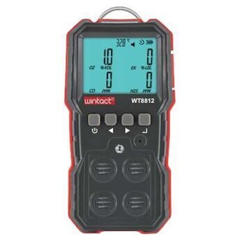 Wintact WT8812 — 4-in-1 portatīvais gāzu analizators (CO, O₂, H₂S, degošas gāzes)